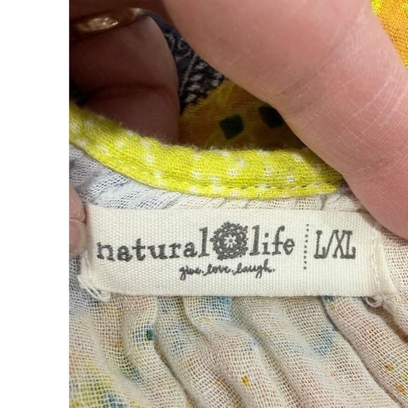 Natural Life Patchwork Quilt Print Maxi Dress Spaghetti Strap Cotton Boho L/XL - Picture 3 of 12